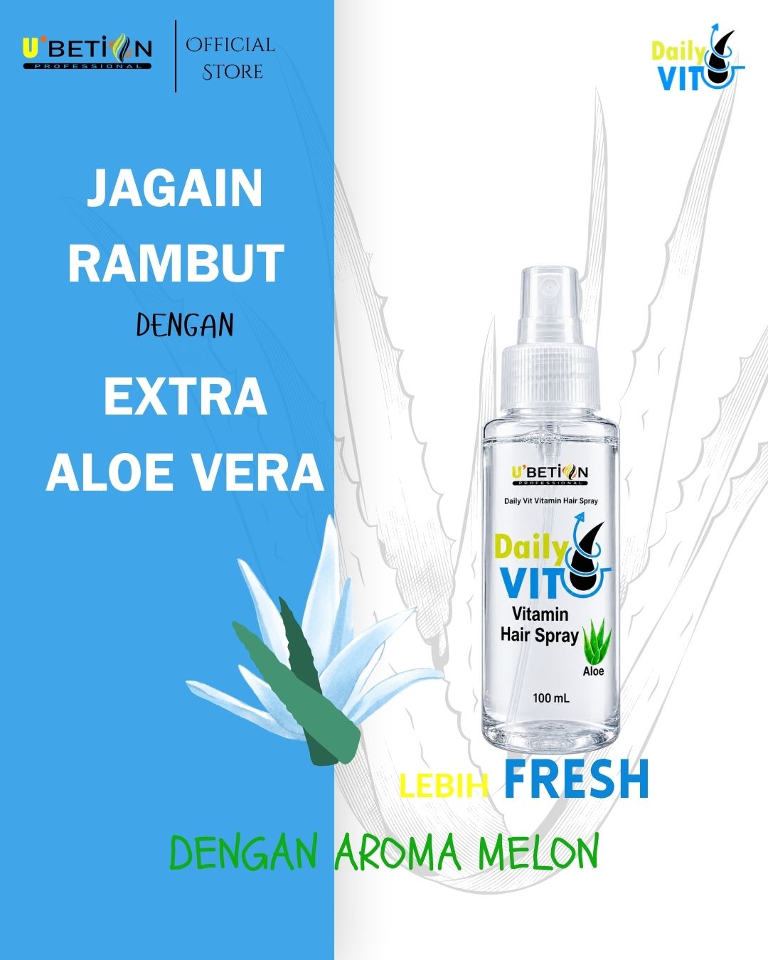 Ubetion Hair Vitamin Spray Aloe Vera 100ml - Image 4